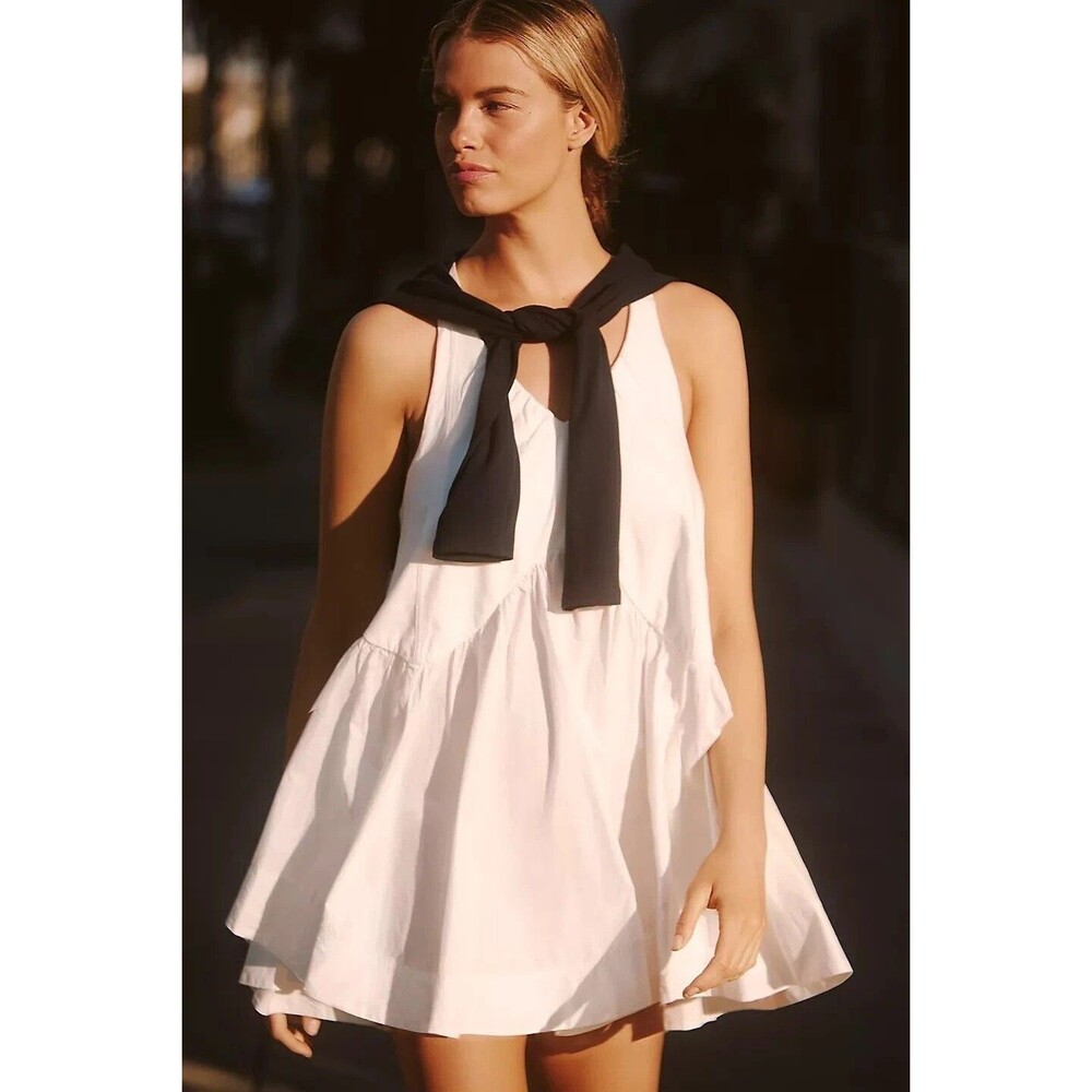 Daily Practice Anthropologie Spring Fling Racerback Mini Dress Ivory M 281842